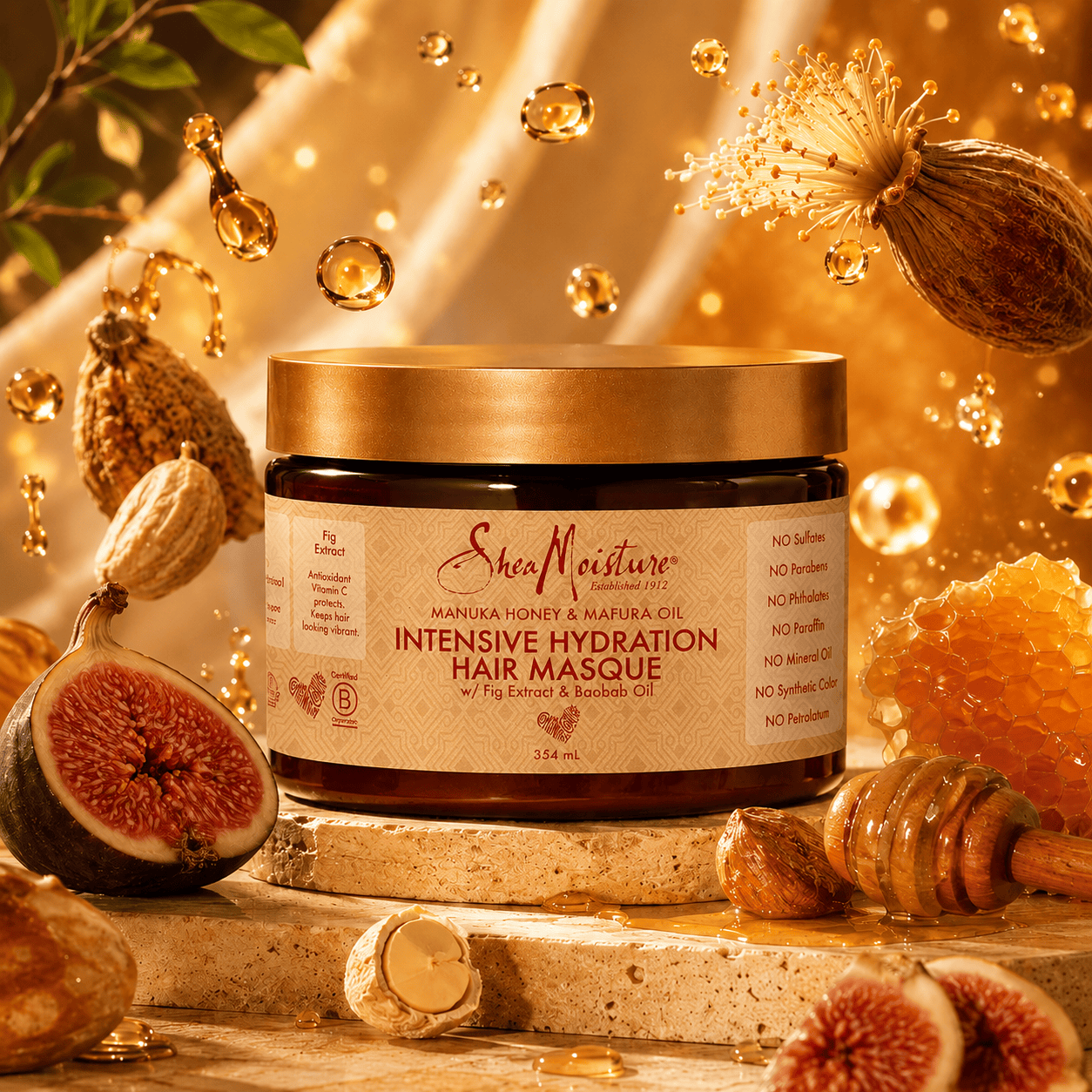 Shea Moisture Masque Capillaire SheaMoisture - Manuka Honey Mafura Oil Hair Mask - 355 ml