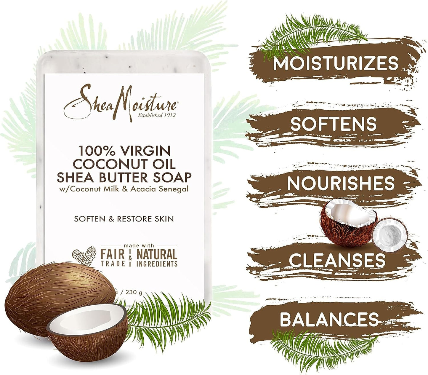 Shea Moisture - Savon "Coco & Karité" 100% Virgin Coconut Oil - Hydratation Quotidienne 230G - Shea Moisture - Ethni Beauty Market