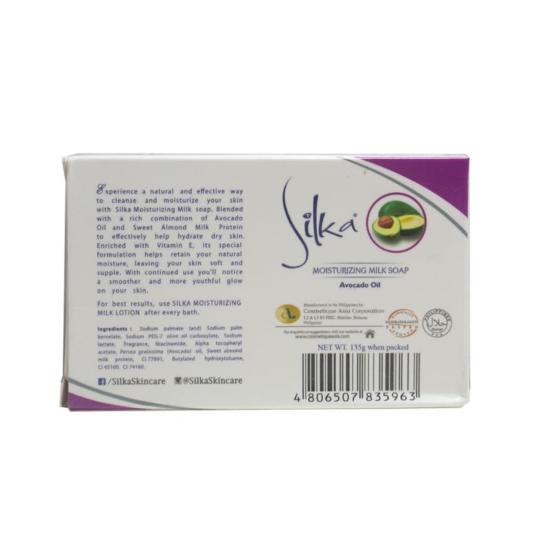 Silka® - Savon au Lait Hydratant à l'Huile d'Avocat "Moisturizing Milk Soap Avocado Oil" 135g - Silka - Ethni Beauty Market