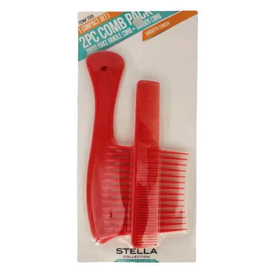 Stella Collection - ITEM #2505 Couleur Rouge "Stella Jumbo Rake Handle Comb + Barber Comb" - STELLA COLLECTION - Ethni Beauty Market