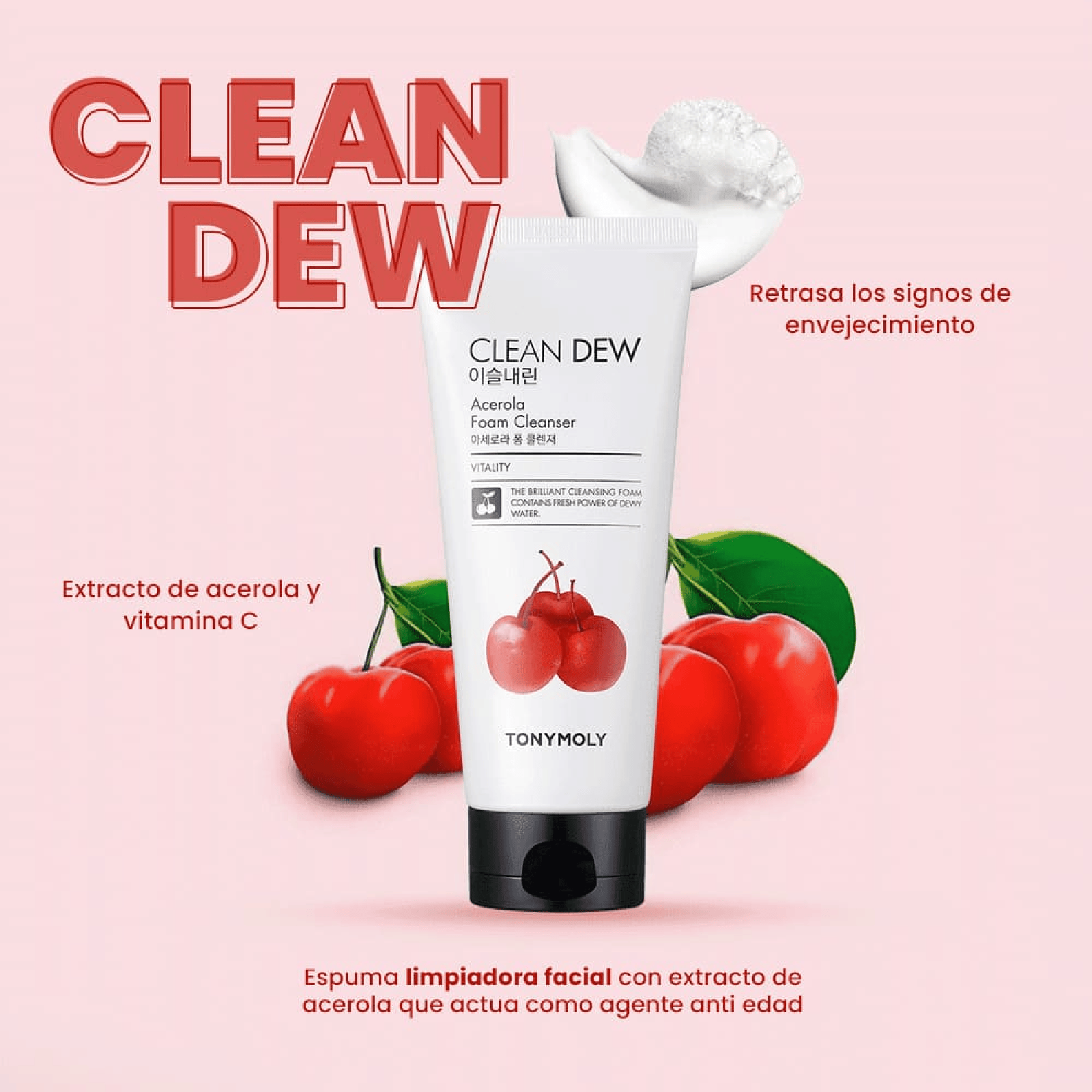 TONYMOLY - Clean Drew - Mousse nettoyante visage "Acérola" - 180ml - TONYMOLY - Ethni Beauty Market