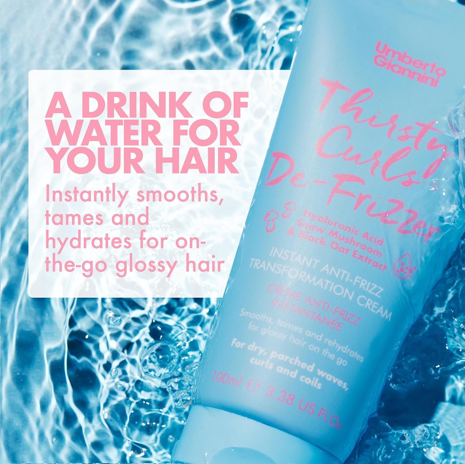 Umberto Giannini Crème de transformation anti-frisottis instantanée Thirsty Curls De Frizzer 100 ml - Umberto Giannini - Ethni Beauty Market