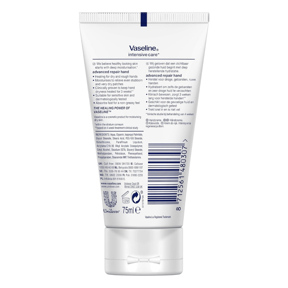 vaseline Crème Mains Vaseline intense - Crème Pour les Mains Non Parfumée "Repair unscented hand cream" - 75 ml