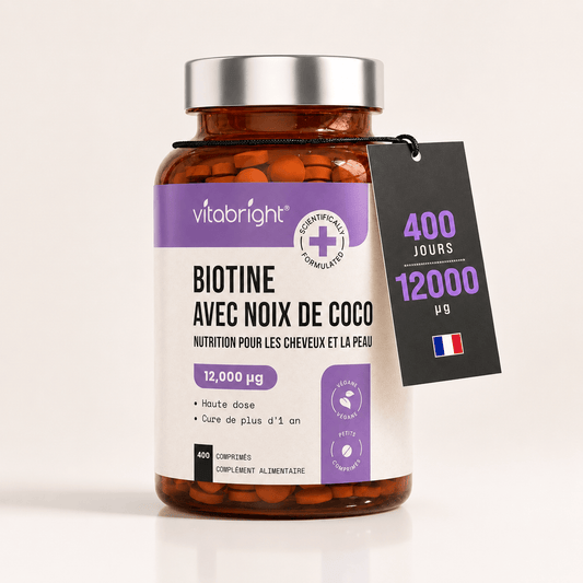 Biotine - Complément alimentaire pour une croissance rapide 12 000 mcg - vitabright - Ethni Beauty Market