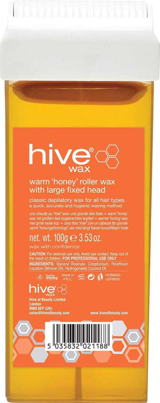 Hive - Roll-on de cire chaude au miel à tête large et fixe (warm honey roller wax with large fixed head) - 100g - Hive - Ethni Beauty Market