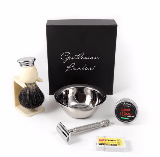 Gentleman Barbier - Kit de Rasage Complet "Résine et Inox" - 223g - Gentleman Barbier - Ethni Beauty Market