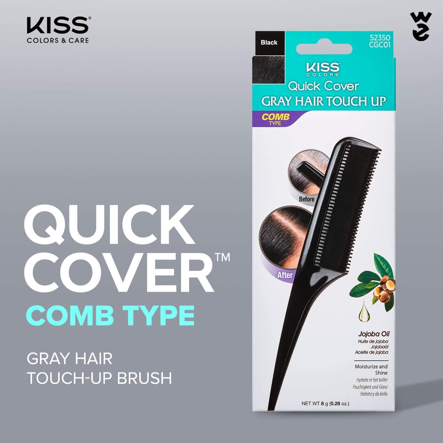 Kiss Quick Cover - Peigne à cheveux colorant & couvrant cheveux blancs "Kiss Quick Cover Gray Hair Touch Up Comb" - 20g Plusieurs couleurs - Kiss Quick Cover - Ethni Beauty Market