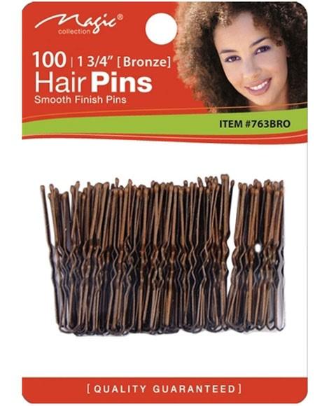 Magic Collection - 100 épingles pour cheveux à pointe boule #763BRO (Bronze) - 82 mm - Magic Collection - Ethni Beauty Market