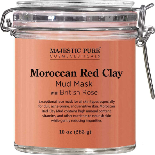 Majestic Pure - Masque facial de boue d'argile rouge marocaine "Moroccan Red Clay Mud Mask" - 283g - Majestic Pure - Ethni Beauty Market