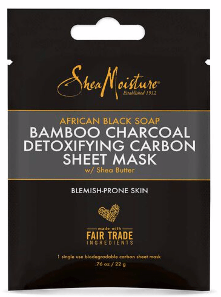 Shea Moisture - African Black Soap - Masque en tissus de carbone détoxifiant "Bamboo Charcoal" - 22g - Shea Moisture - Ethni Beauty Market
