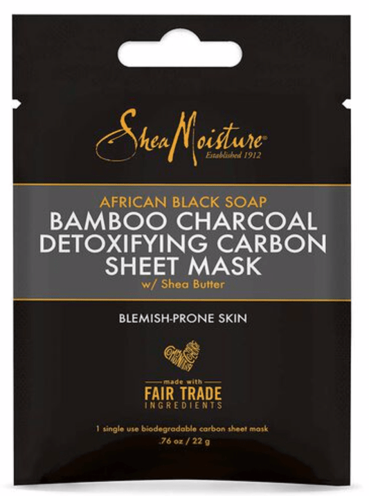 Shea Moisture - African Black Soap - "Bamboo Charcoal" detoxifying carbon tissue mask - 22g - Shea Moisture - Ethni Beauty Market