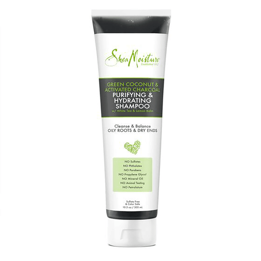 Shea Moisture - Green Coconut & activated charcoal - Shampoing purifiant " Purifing & Hydrating Shampoo" - 305ml - Shea Moisture - Ethni Beauty Market